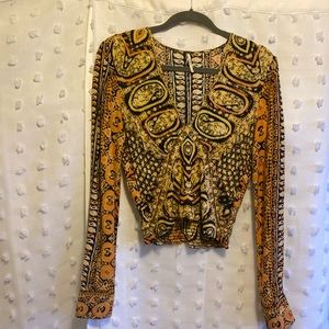 Free People V neck tribal print top.